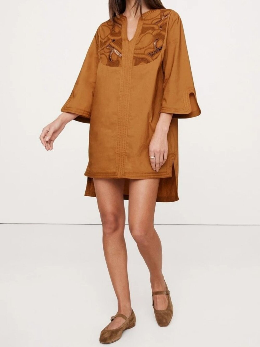 Boho Embroidered Cotton Poplin Kaftan